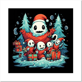 Kawaii Ghosts for Christmas Posters and Art
